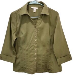 dressbarn Olive Button Down Shirt